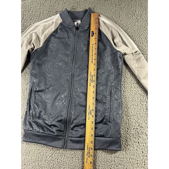 Adidas Floral Print Jacket Women Small Full Zip 3 Stripe - Picture 6 of 12